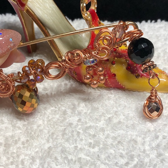 📌💕stunning light gold and copper pin/brooch-artisan,handmade NEW - Picture 9 of 11